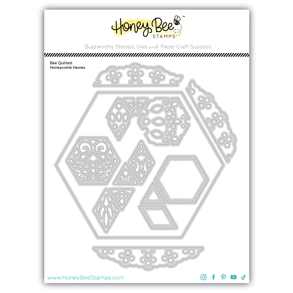 Honey Bee Quilted Honeycomb Hexies Dies hbds-bqhhx Packaging Image