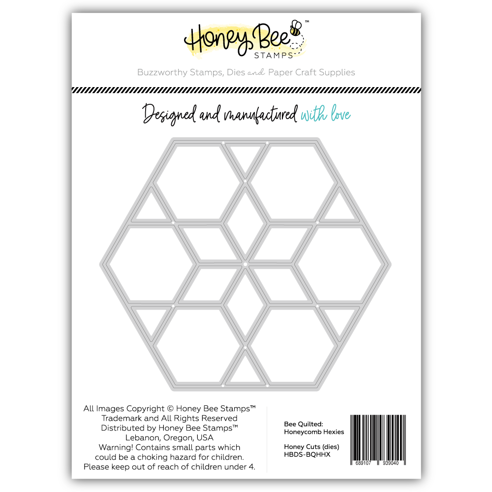 Honey Bee Quilted Honeycomb Hexies Dies hbds-bqhhx Rear Packaging Image