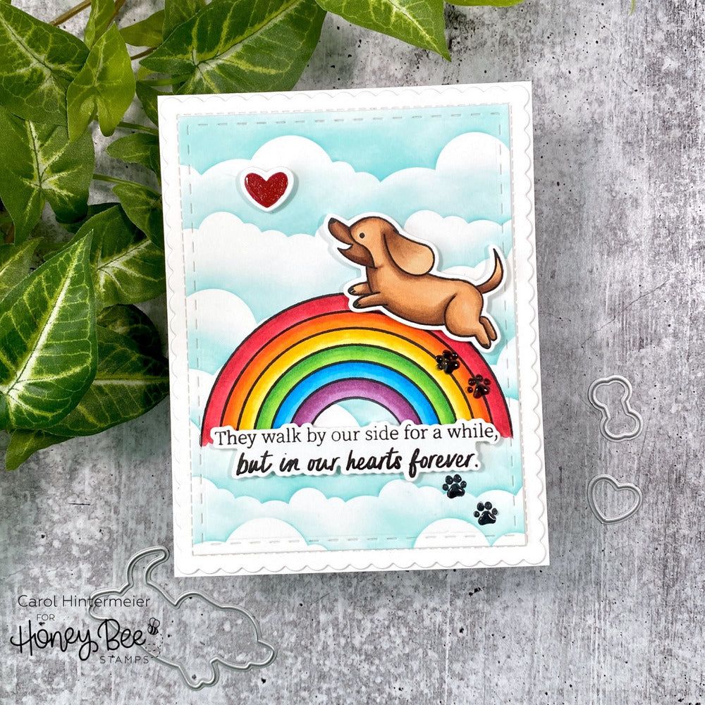 Honey Bee Rainbow Bridge Clear Stamp Set hbst-342 In Our Hearts Forever Pet Card