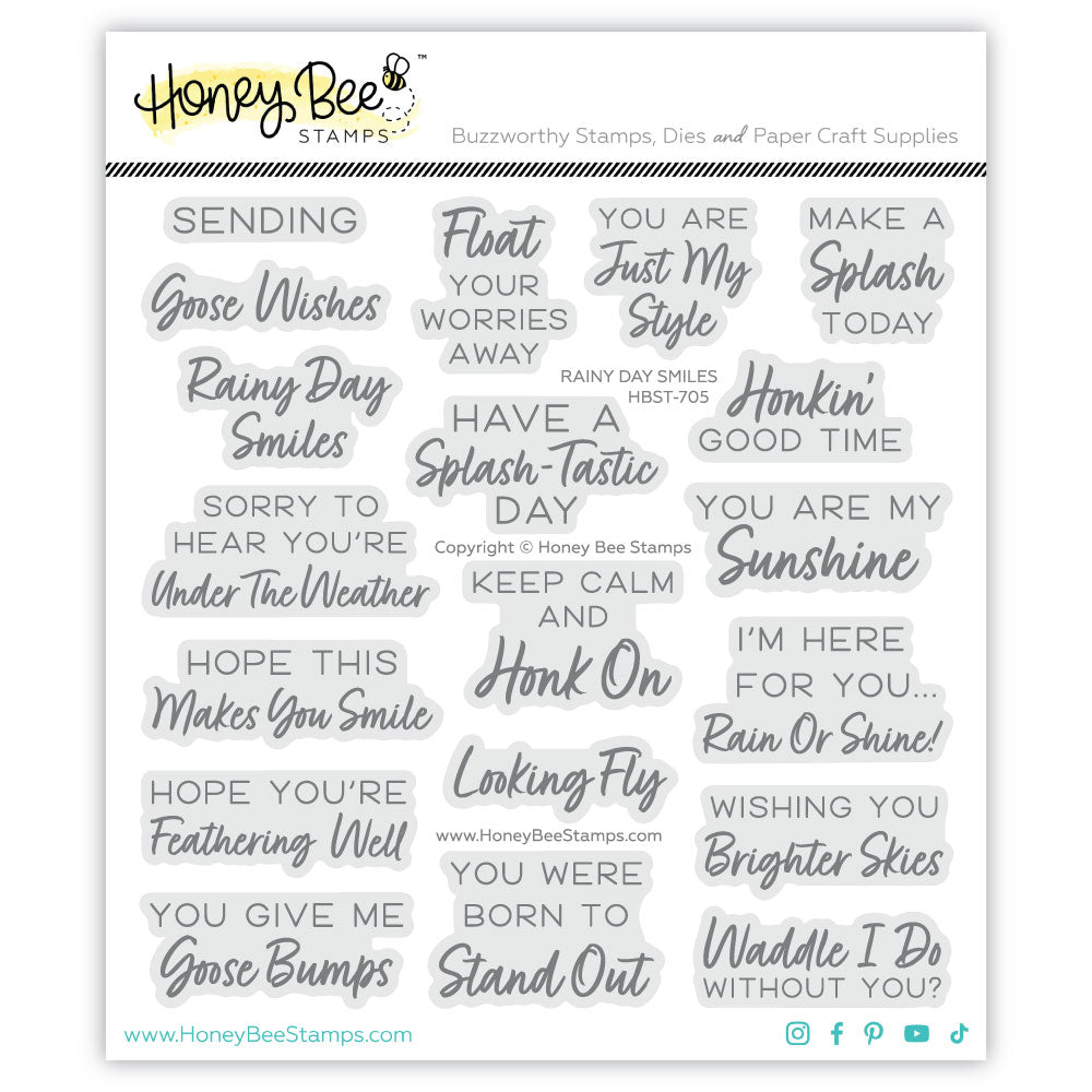 Honey Bee Rainy Day Smiles Clear Stamps And Dies Bundle HBST-705 Stamp Set Packaged