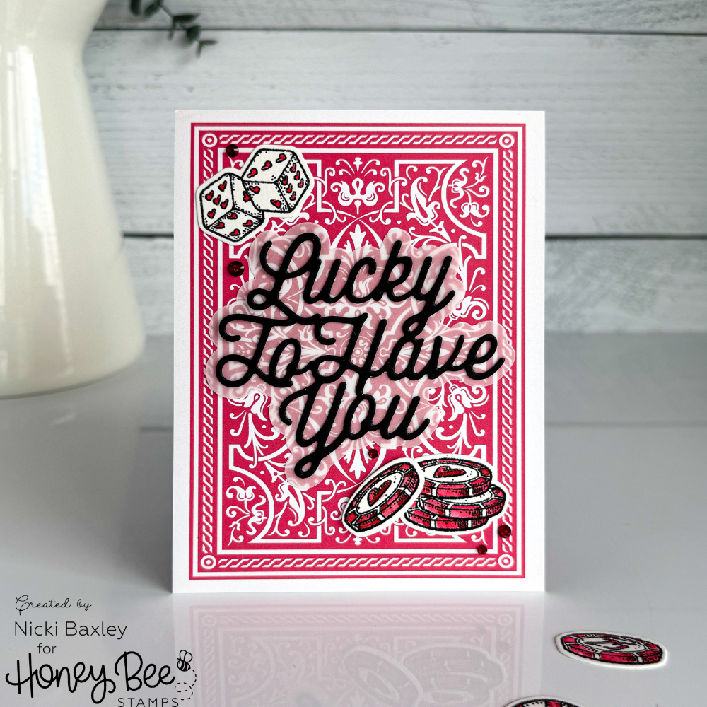 Honey Bee Royal Flush Stamps And Dies Bundle Lucky To Have You Card