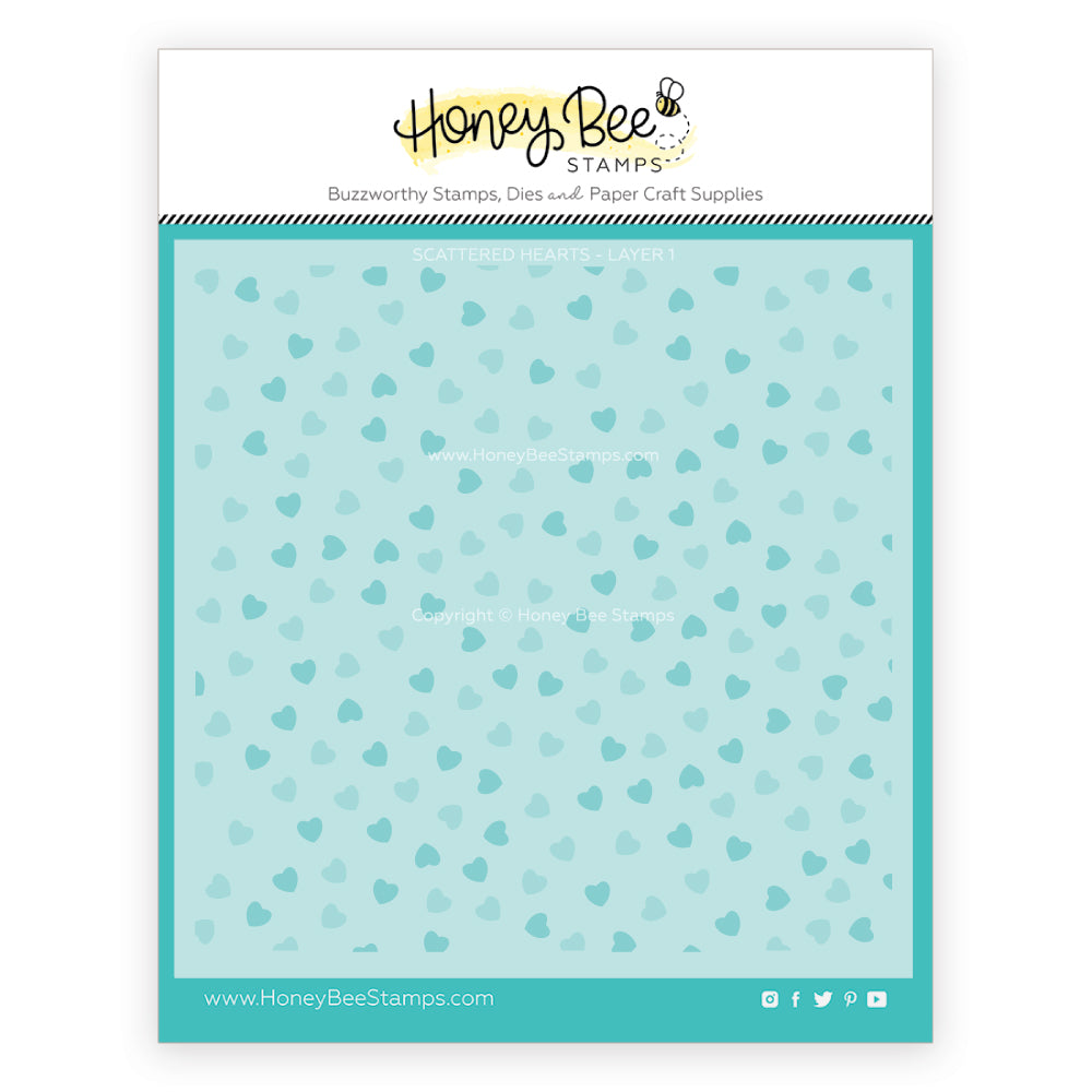 Honey Bee Scattered Hearts Stencils hbsl-162 Packaging Image