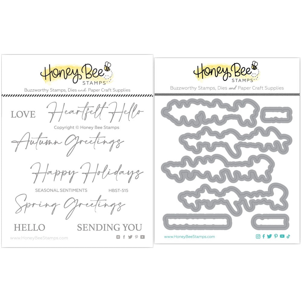 Honey Bee Seasonal Sentiments Clear Stamps And Dies Bundle