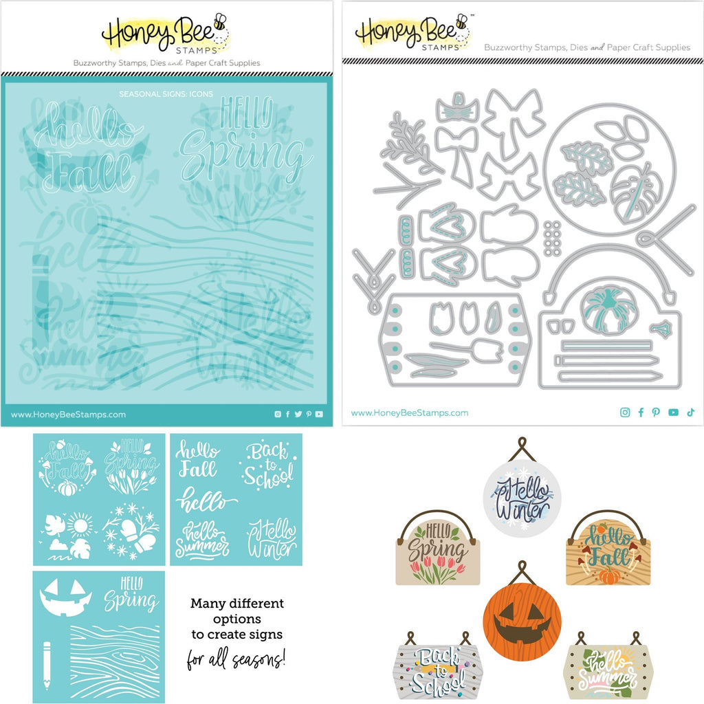 Honey Bee Seasonal Signs Stencils And Dies Bundle