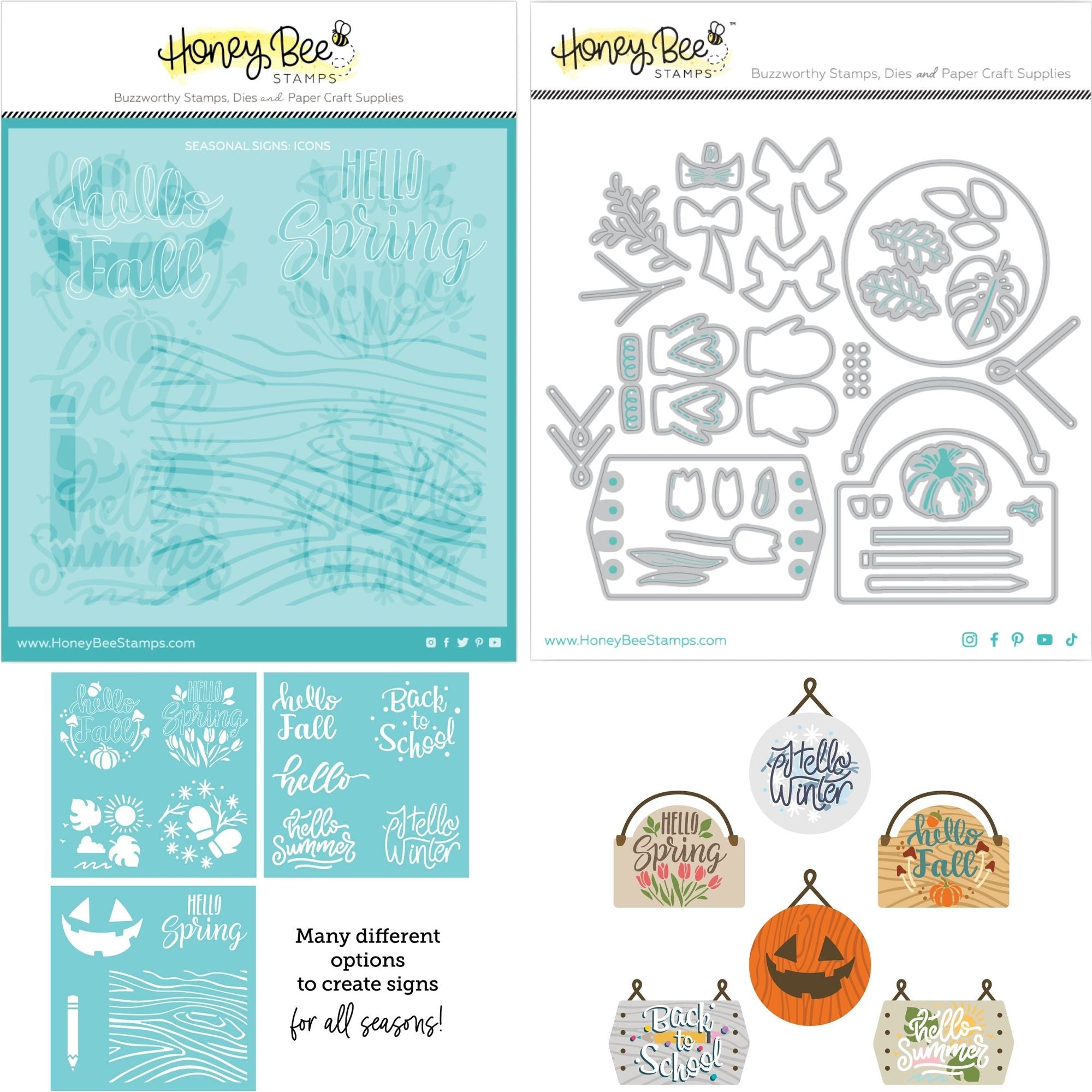 Honey Bee Seasonal Signs Stencils And Dies Bundle