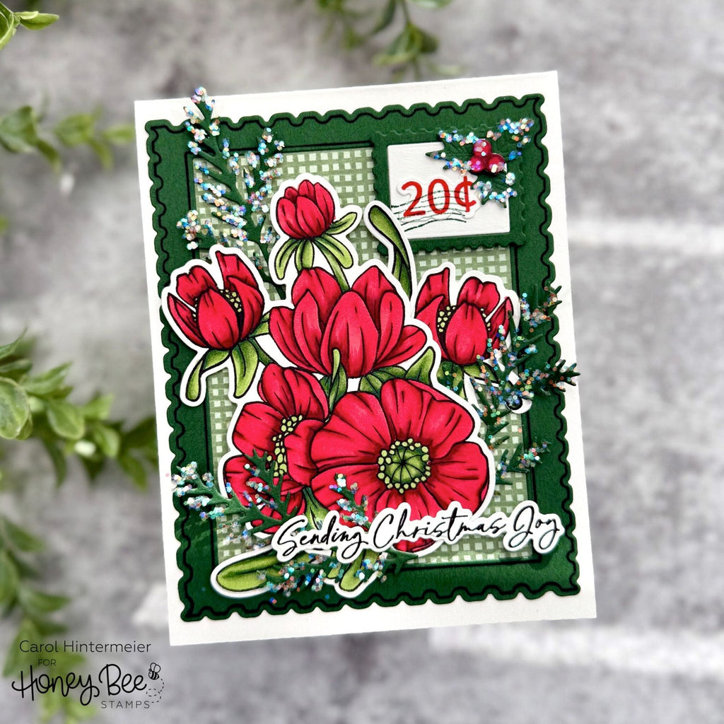 Honey Bee Sending Christmas Joy Clear Stamps hbst-616 Christmas Holly Card | color-code:ALT02