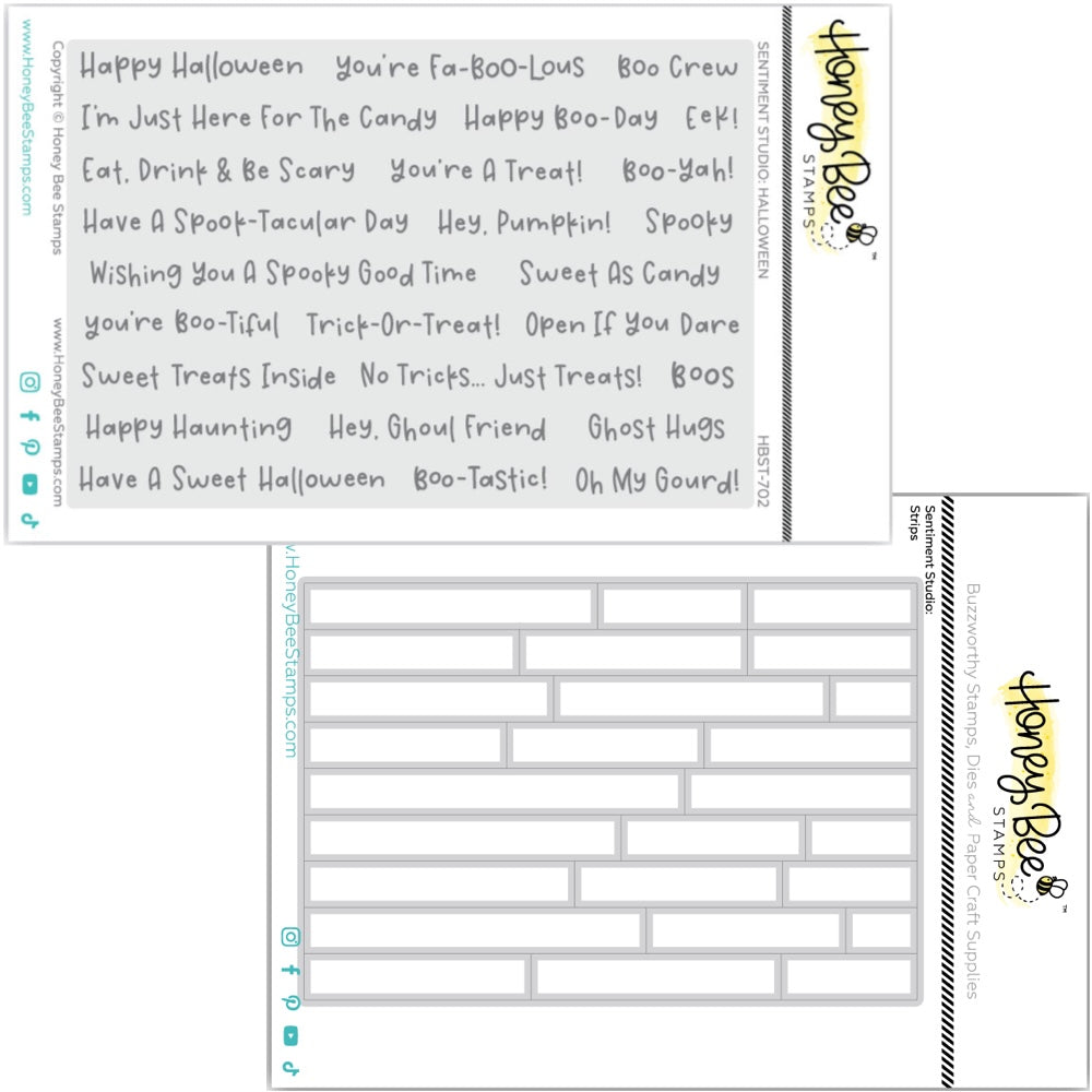 Honey Bee Sentiment Studio Halloween Clear Stamps And Dies Bundle