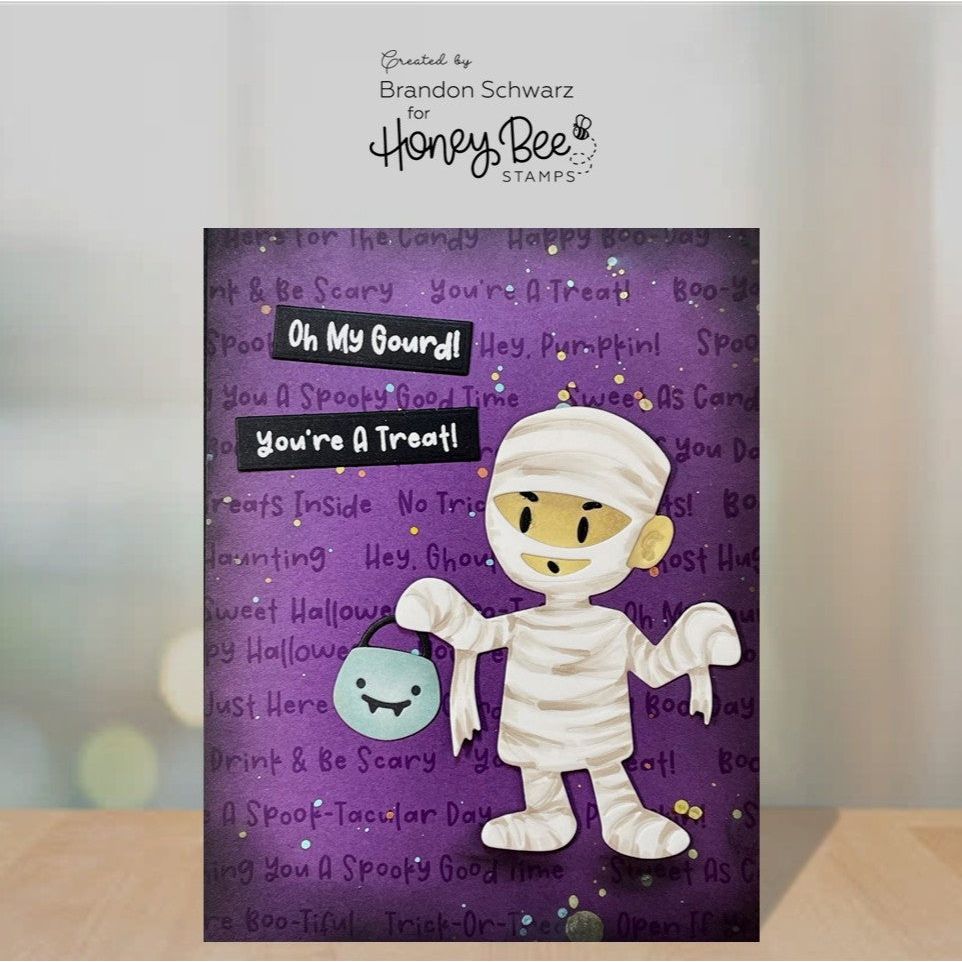 Honey Bee Sentiment Studio Halloween Clear Stamps And Dies Bundle Oh My Gourd Card