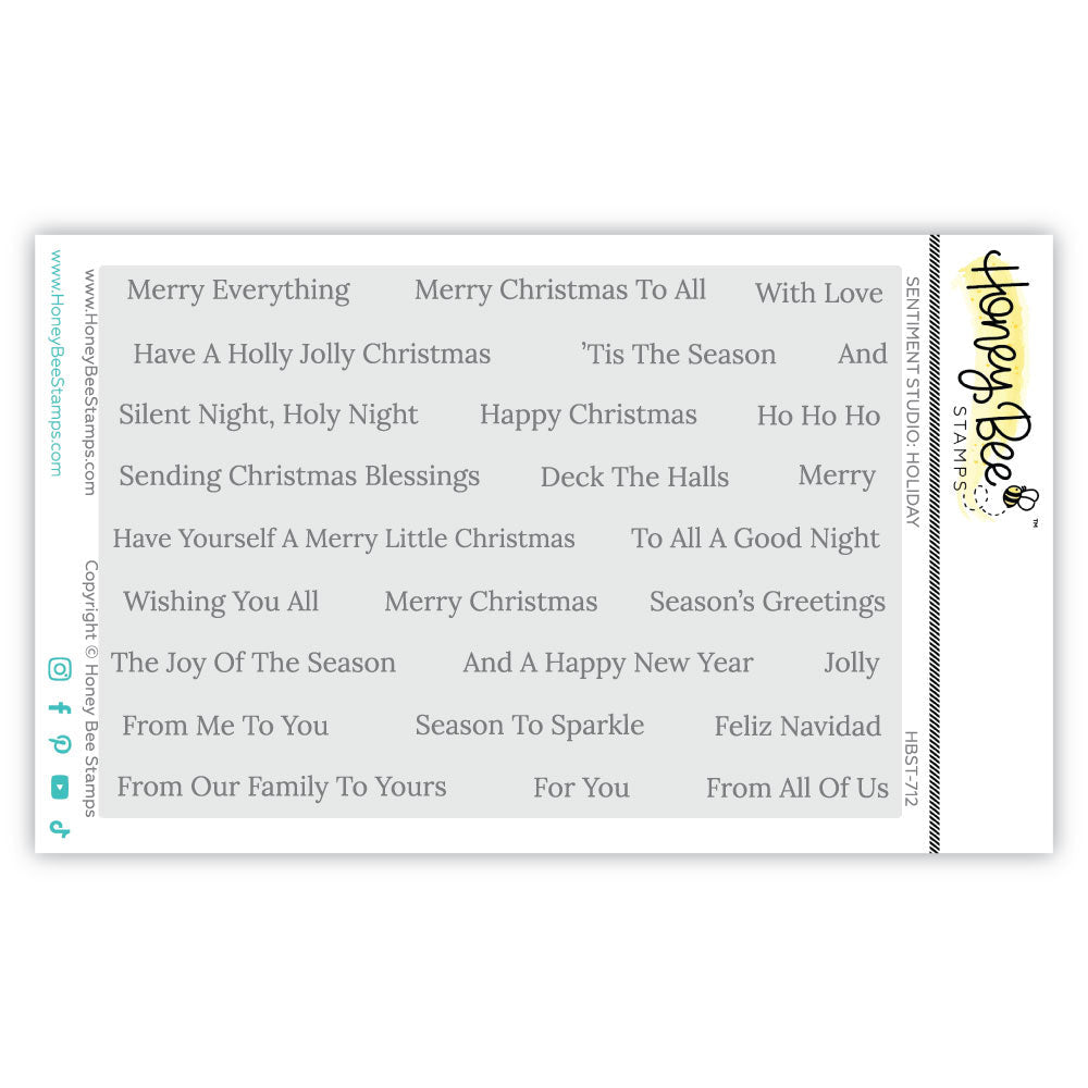 Honey Bee Sentiment Studio Holiday Clear Stamps And Dovetail Strips Dies Bundle HBST-712-packaged