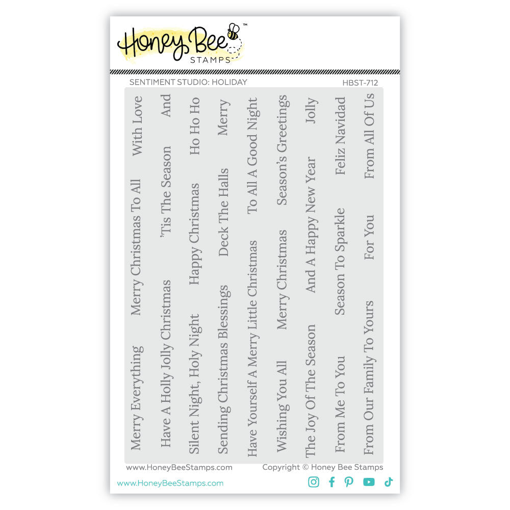 Honey Bee Sentiment Studio Holiday Clear Stamps hbst-712 Packaging Image