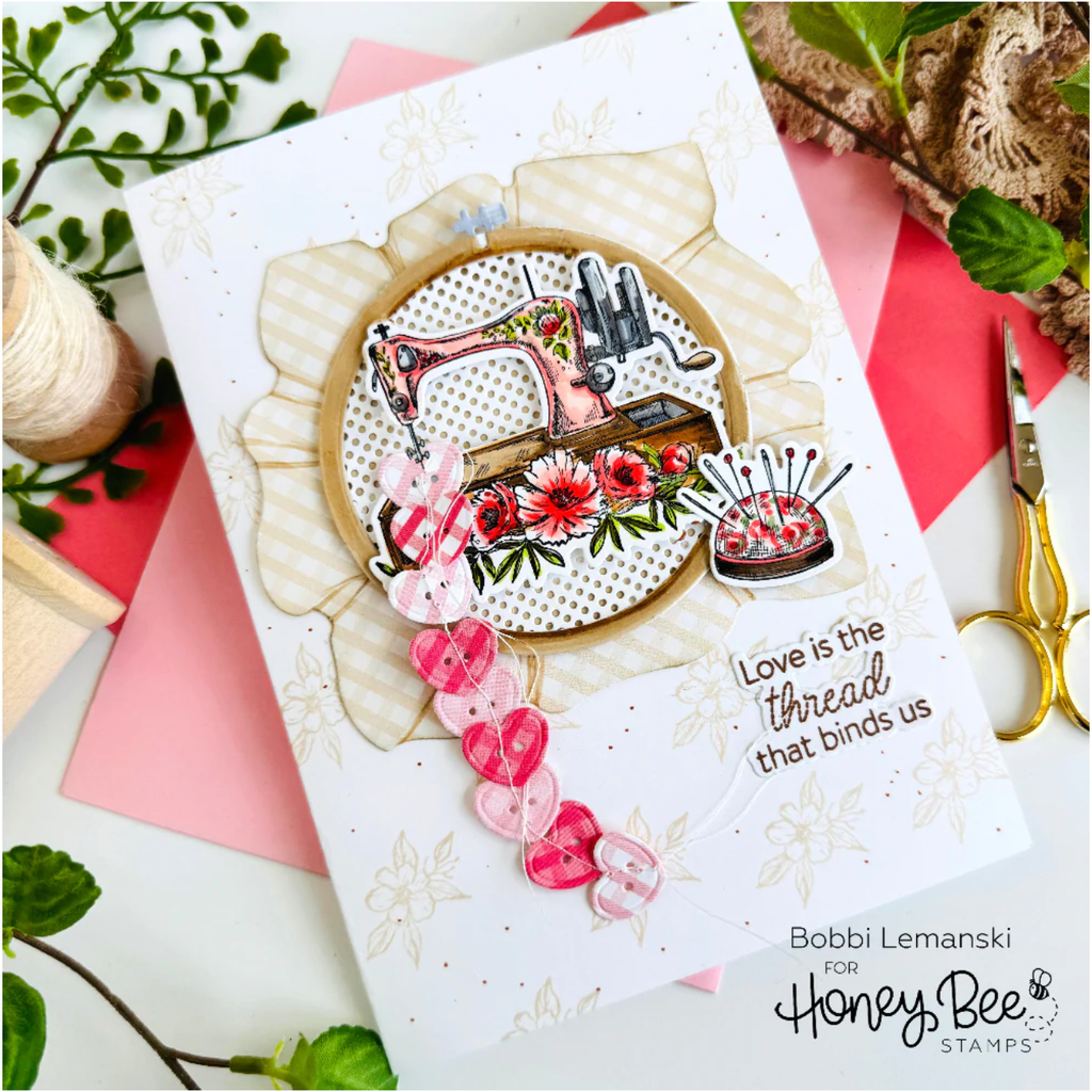 Honey Bee Sew Glad Clear Stamps And Dies Bundle Bobbi Lemanski Card