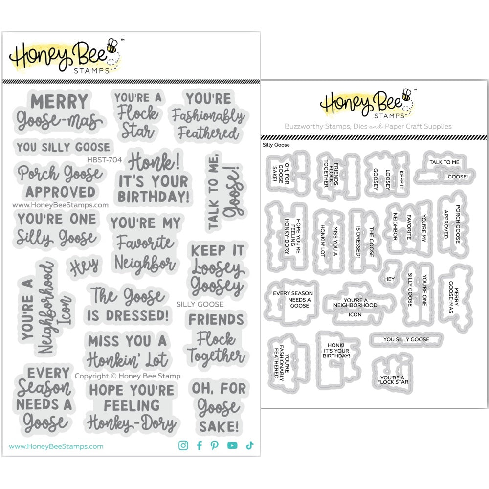 Honey Bee Silly Goose Clear Stamps And Dies Bundle