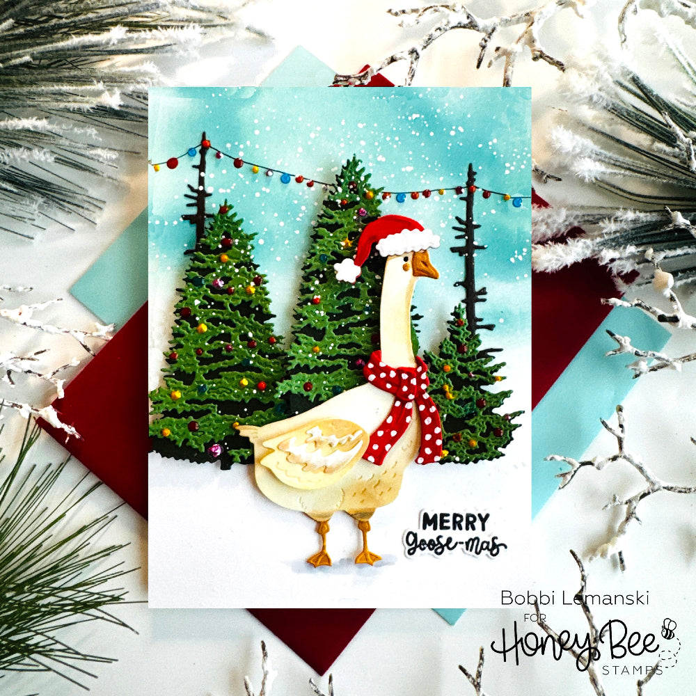 Honey Bee Silly Goose Clear Stamps hbst-704 Merry Christmas Card