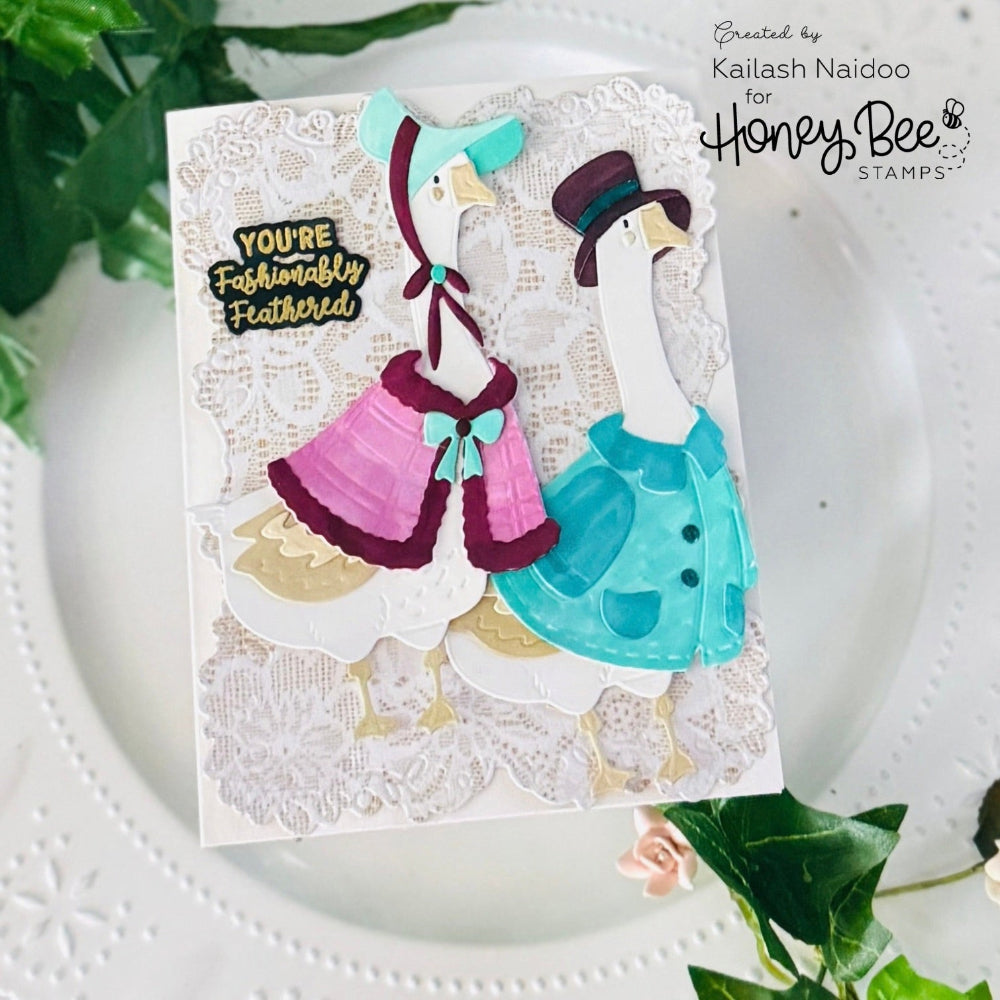 Honey Bee Silly Goose Dies hbds-704 Fashionably Feathered Card