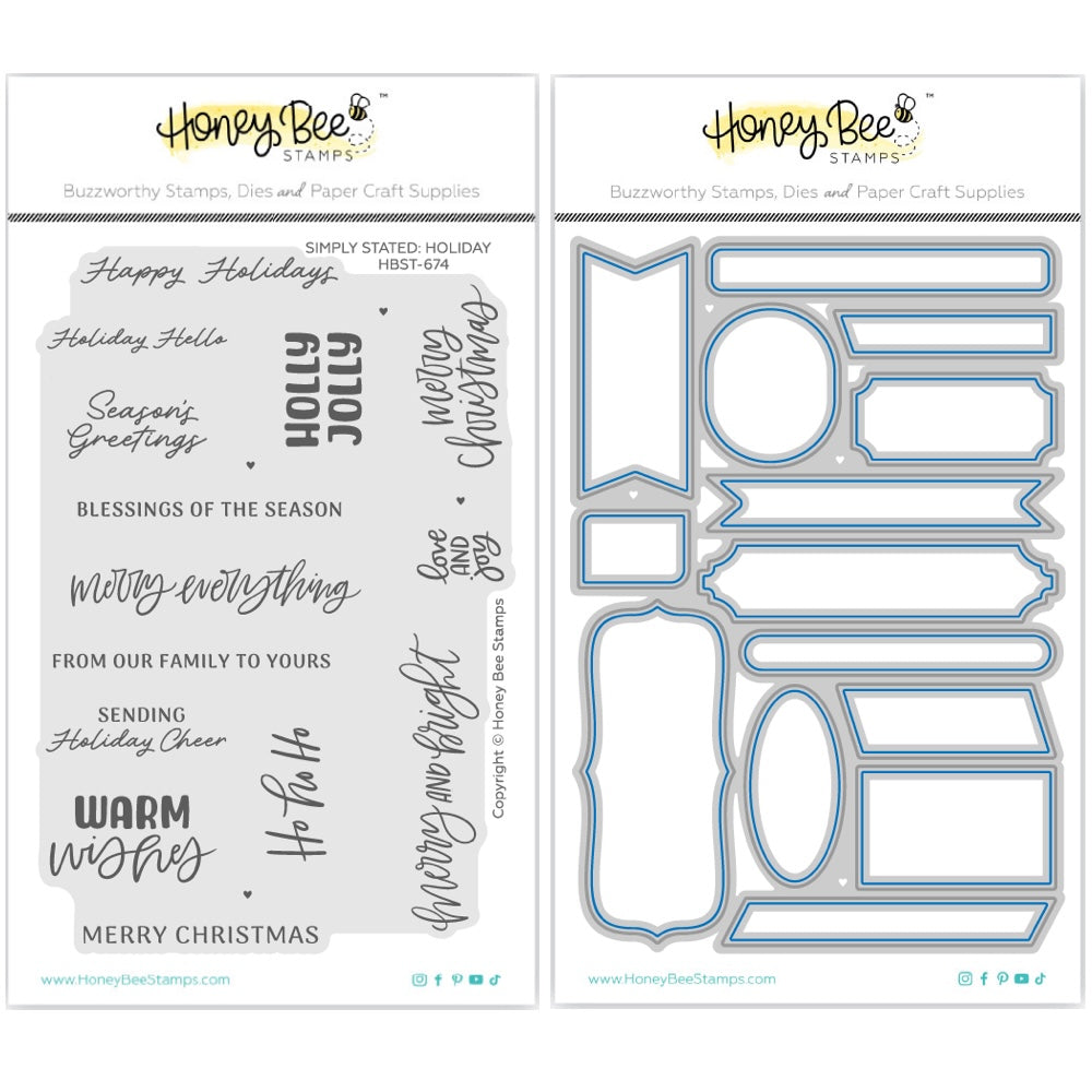 Honey Bee Simply Stated Holiday Clear Stamp And Die Bundle