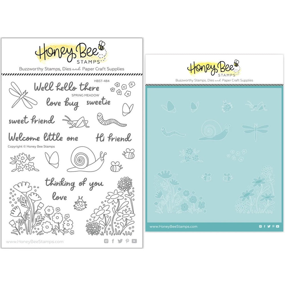Honey Bee Spring Meadow Clear Stamps And Stencils Bundle