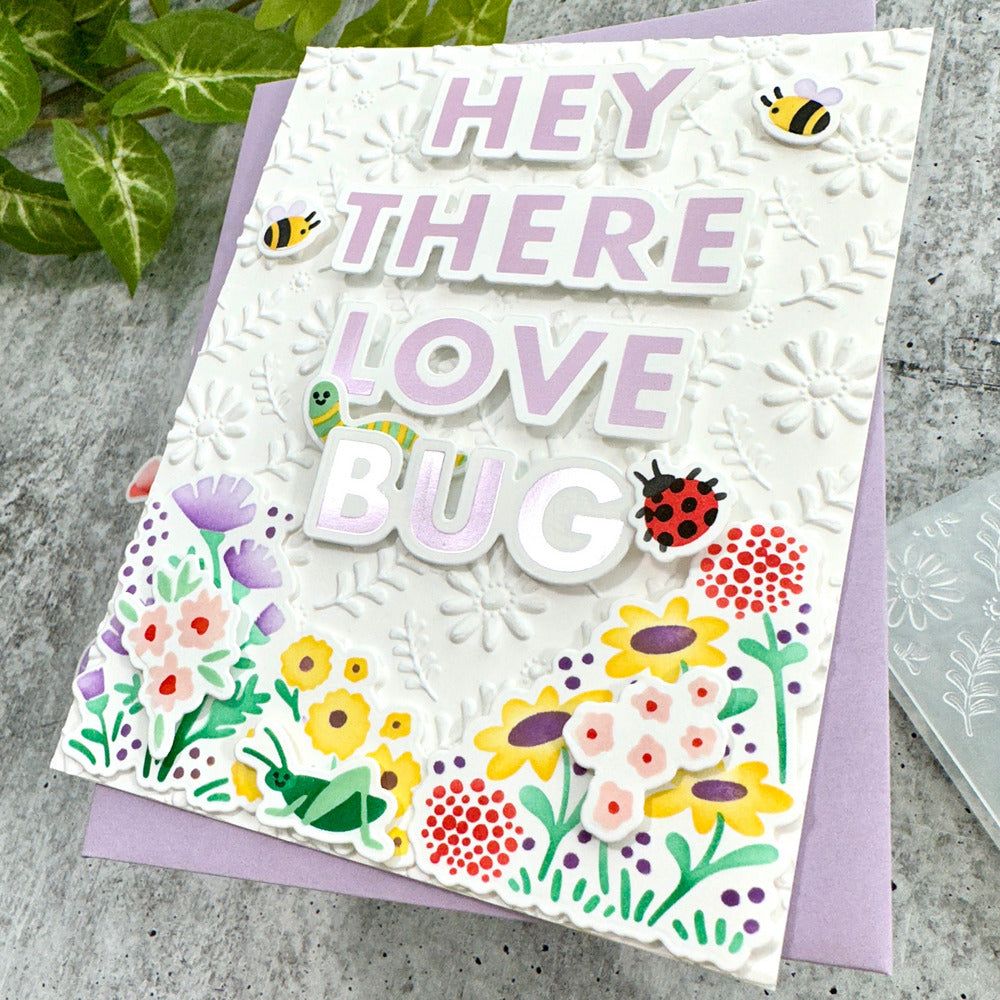 Honey Bee Spring Meadow Clear Stamps And Stencils Bundle Hey There Love Bug Card