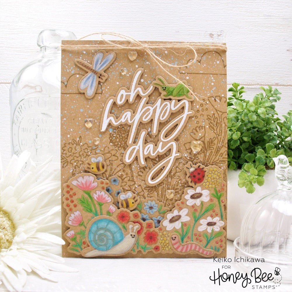 Honey Bee Spring Meadow Clear Stamps And Stencils Bundle Oh Happy Day Card