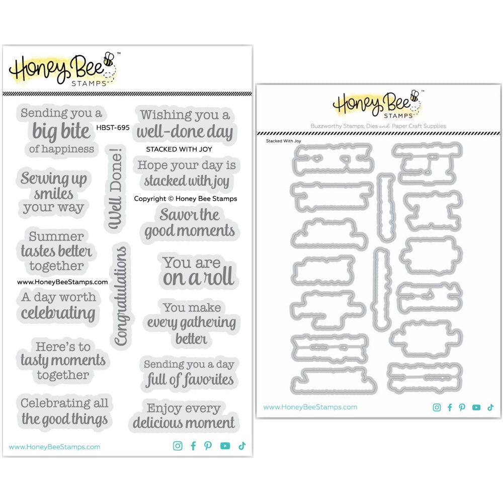 Honey Bee Stacked With Joy Clear Stamps And Dies Bundle