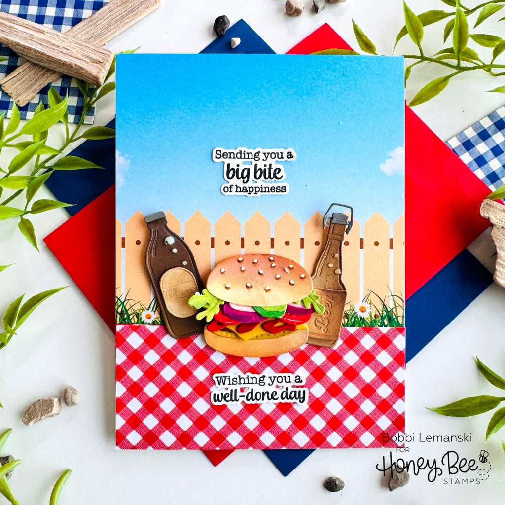 Honey Bee Stacked With Joy Dies hbds-695 Hamburger Card