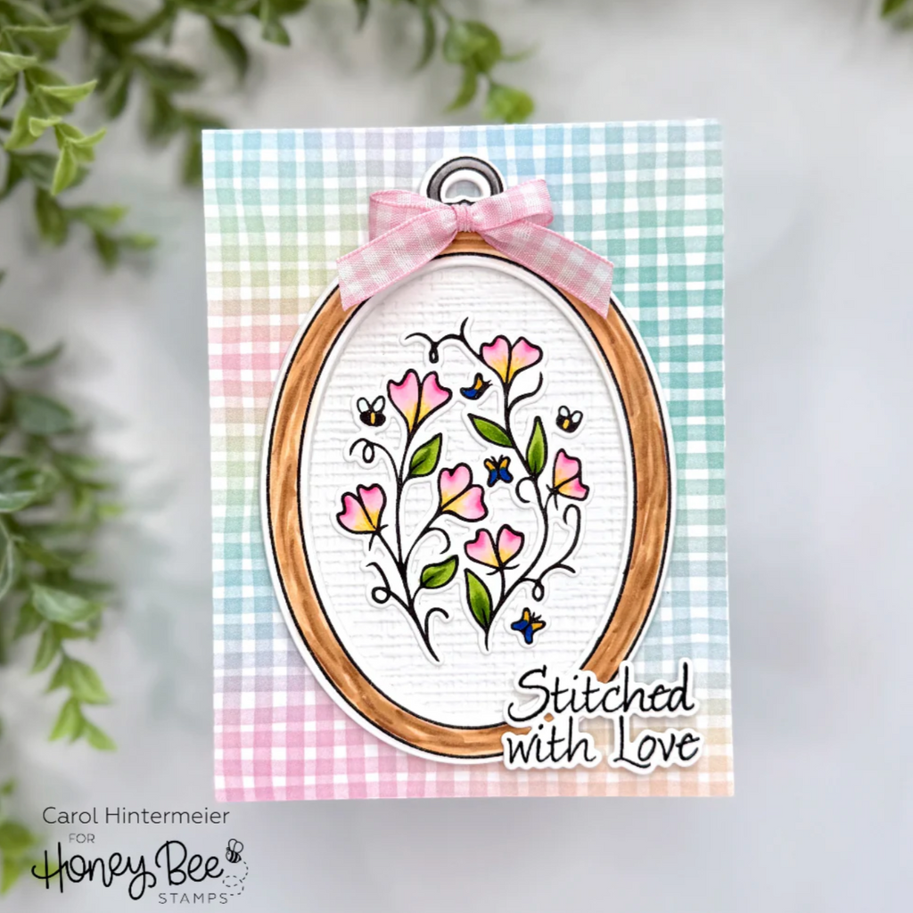 Honey Bee Stitched With Love Clear Stamps And Dies Bundle Carol Hintermeier Card