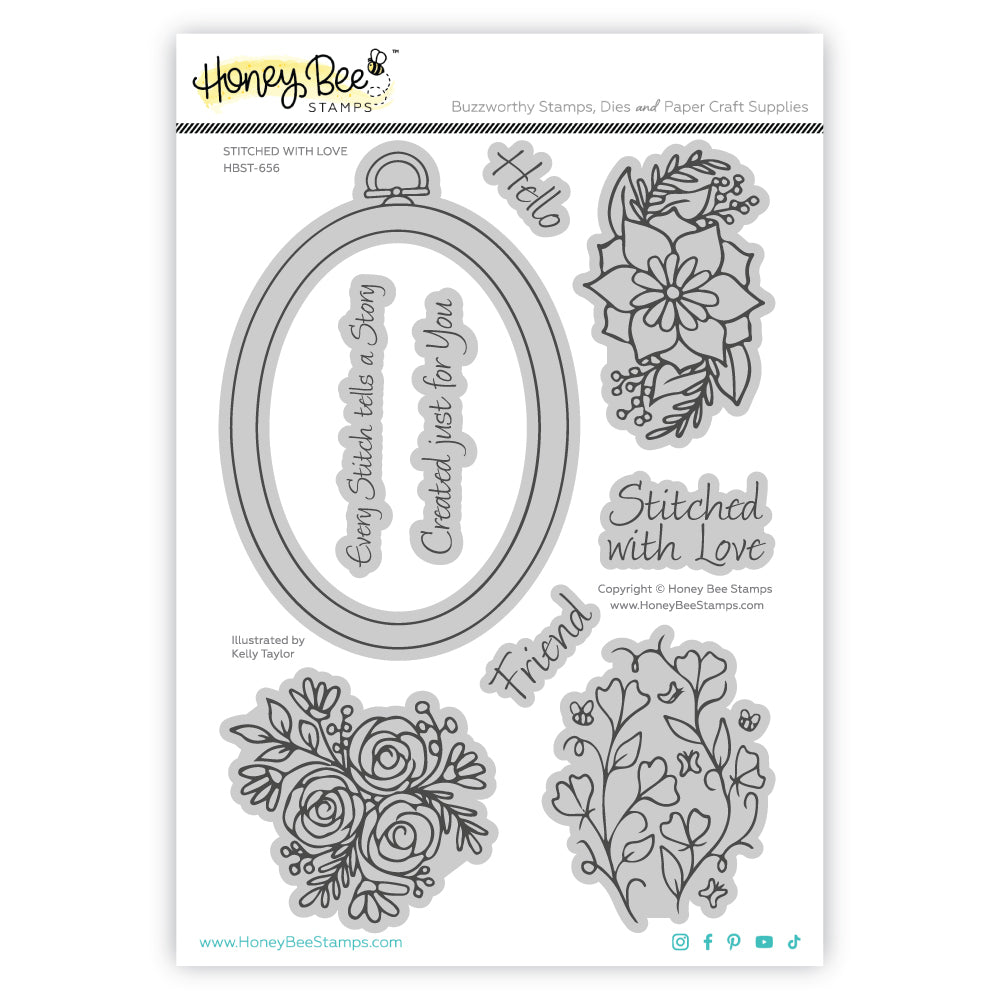 Honey Bee Stitched With Love Clear Stamps hbst-656 Packaging View