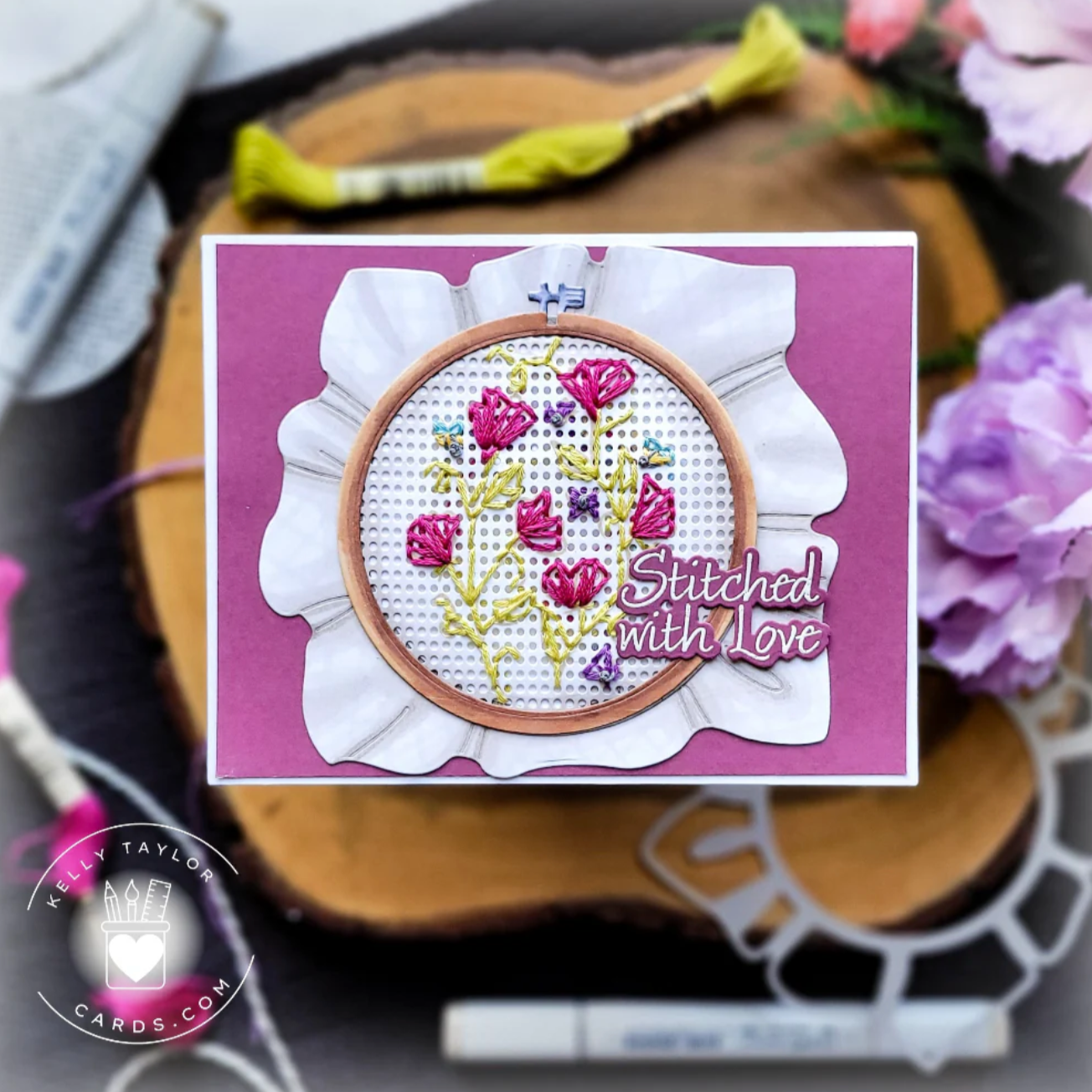 Honey Bee Stitched With Love Dies hbds-656 Kelly Taylor Card