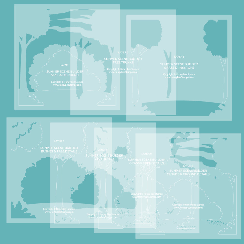 Honey Bee Summer Scene Builder Background Stencils hbsl-180 Product Image