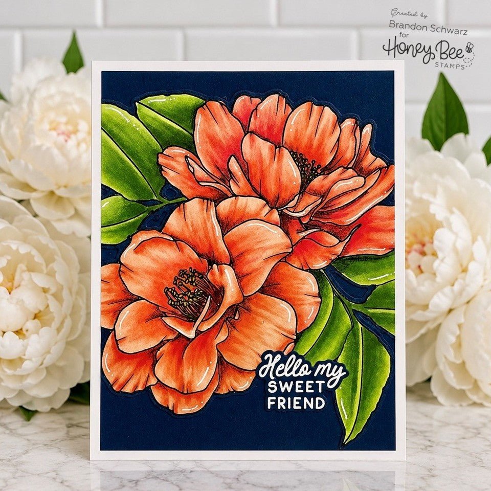 Honey Bee Summer Smiles Dies hbds-692 Hello My Sweet Friend Card