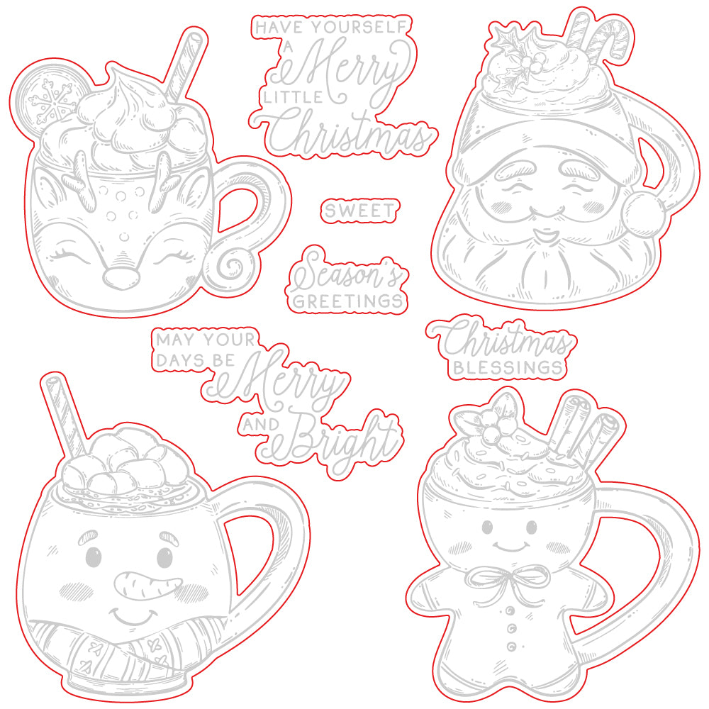 Honey Bee Sweet Season Mugs Cling Stamps And Dies Bundle dies outlined