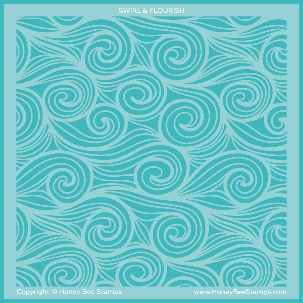 Honey Bee Swirl And Flourish Background Stencil hbsl-170