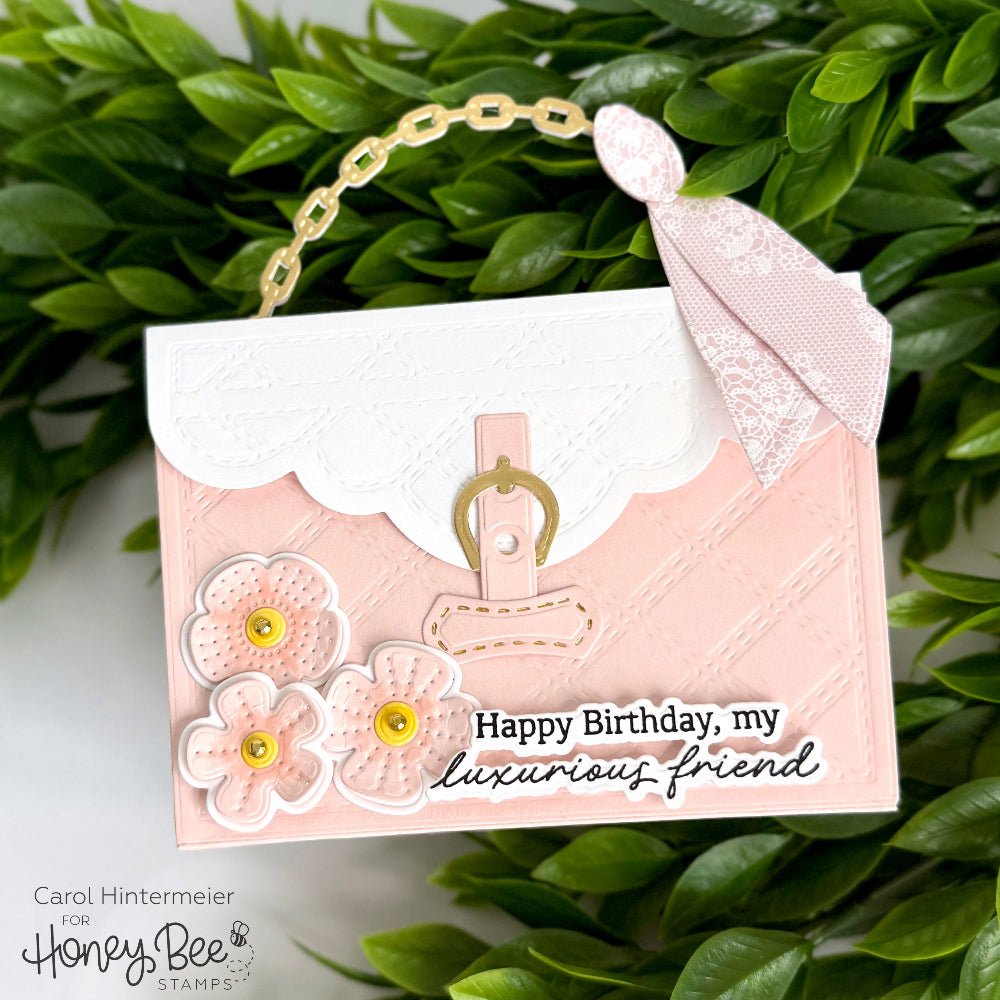 Honey Bee Tag You're It Luxury Clear Stamps And Dies Bundle Happy Birthday Purse