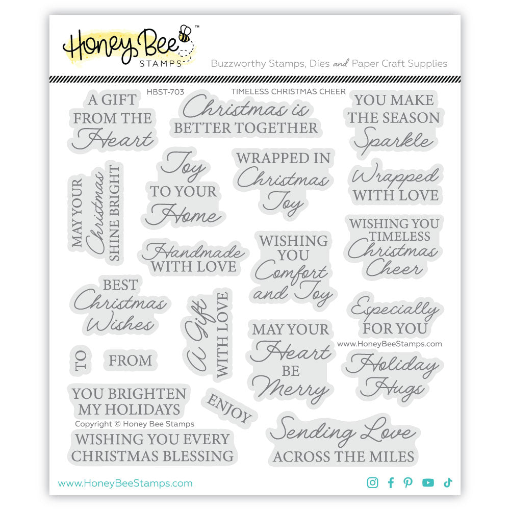 Honey Bee Timeless Christmas Cheer Clear Stamps hbst-703 Packaging Image