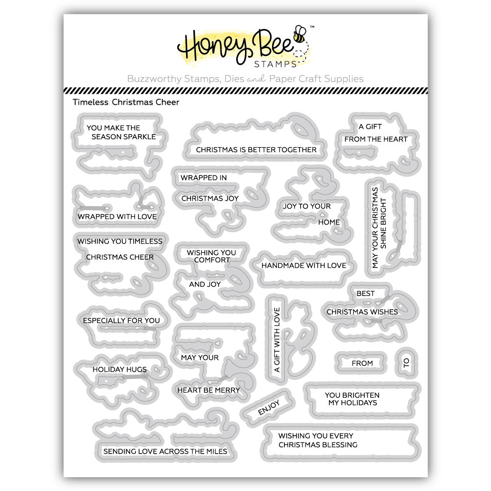 Honey Bee Timeless Christmas Cheer Dies hbds-703 Packaging Image