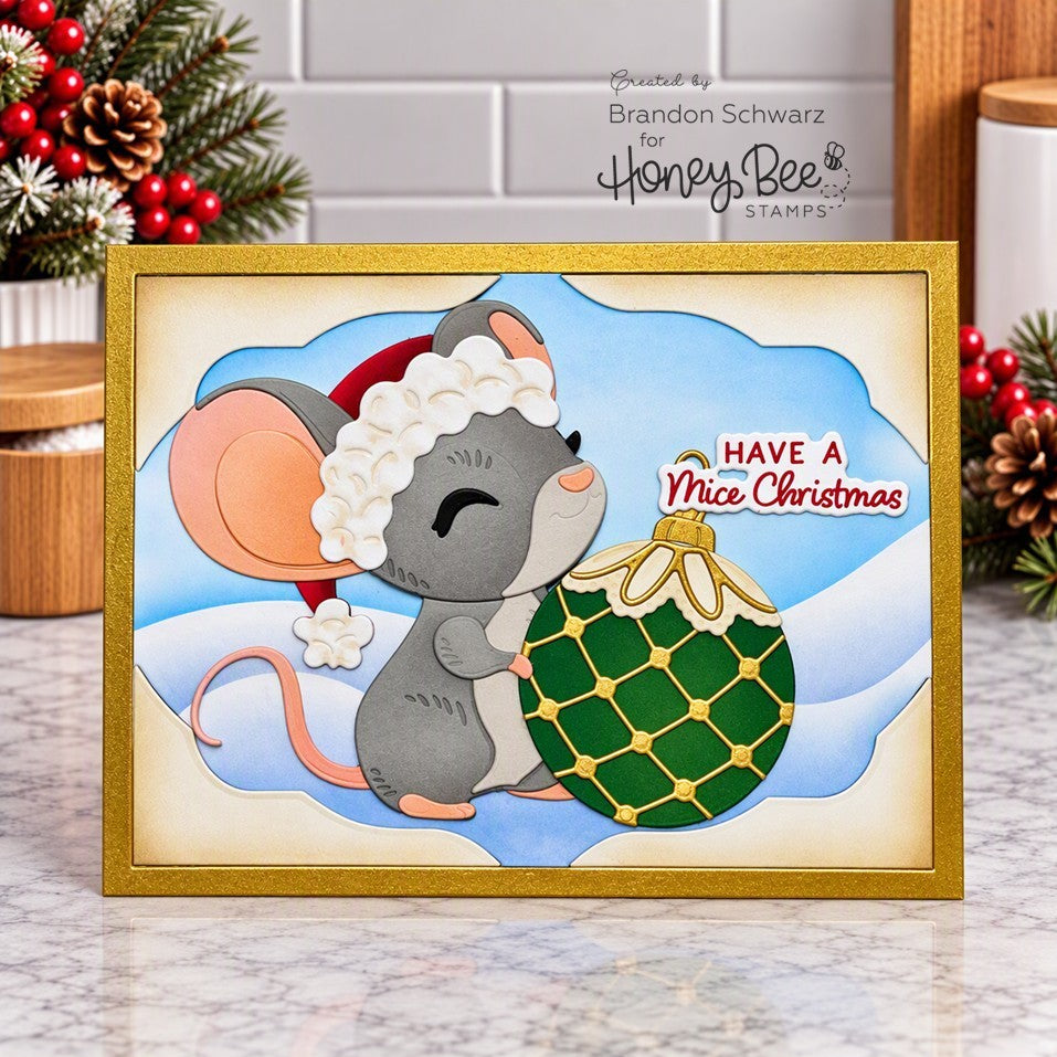 Honey Bee Tiny Hello Clear Stamps And Dies Bundle Christmas Mouse Card