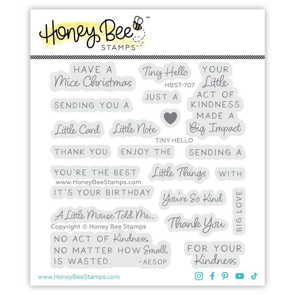 Honey Bee Tiny Hello Clear Stamps And Dies Bundle HBST-707 packaged
