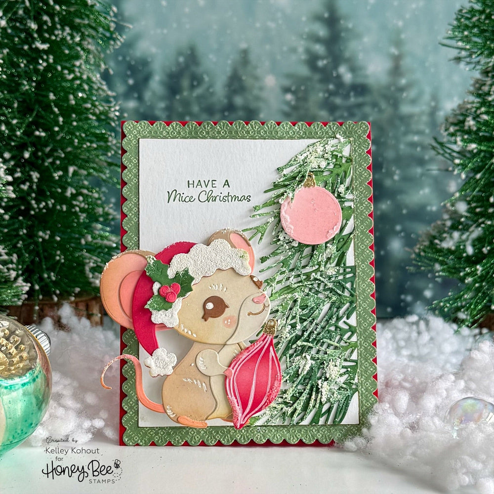 Honey Bee Tiny Hello Clear Stamps And Dies Bundle Have A Merry Christmas Card