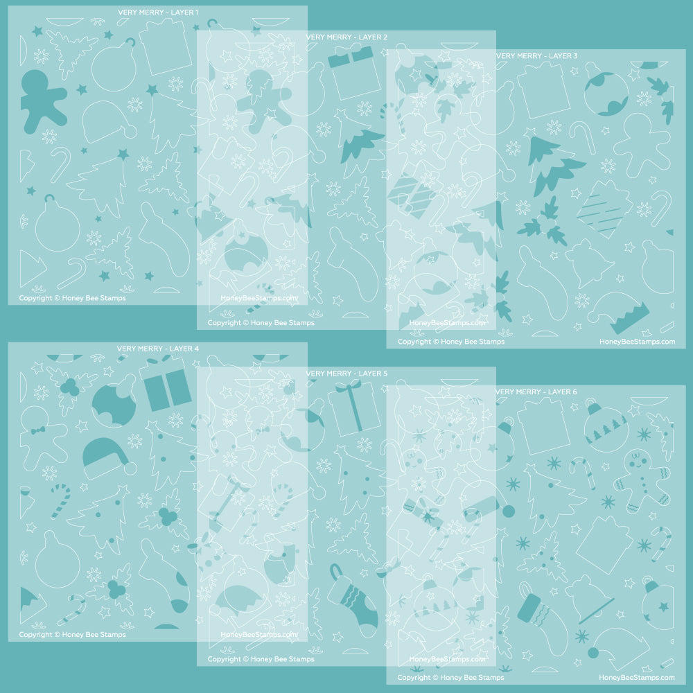 Honey Bee Very Merry Dies And Stencils Bundle Very-Merry-Set-Sample-1