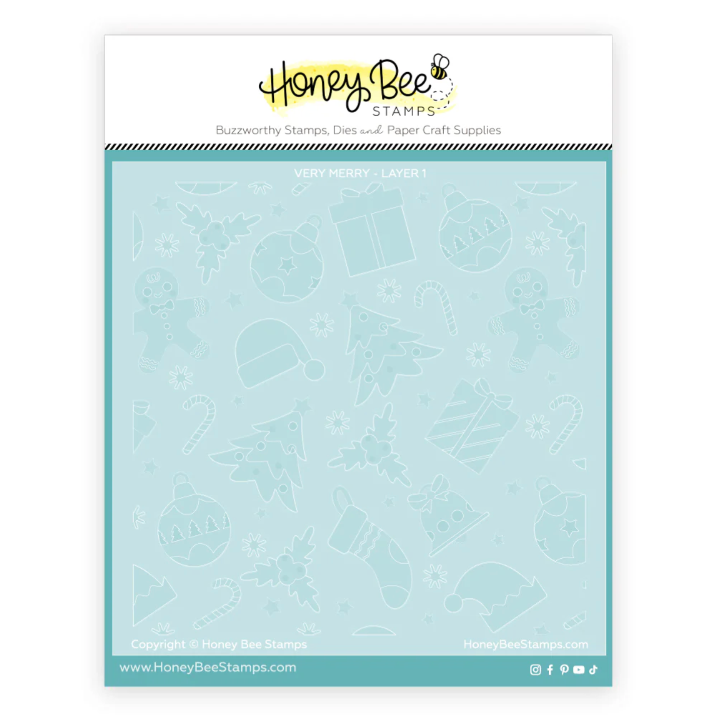 Honey Bee Very Merry Stencils hbsl-172 Packaging Image
