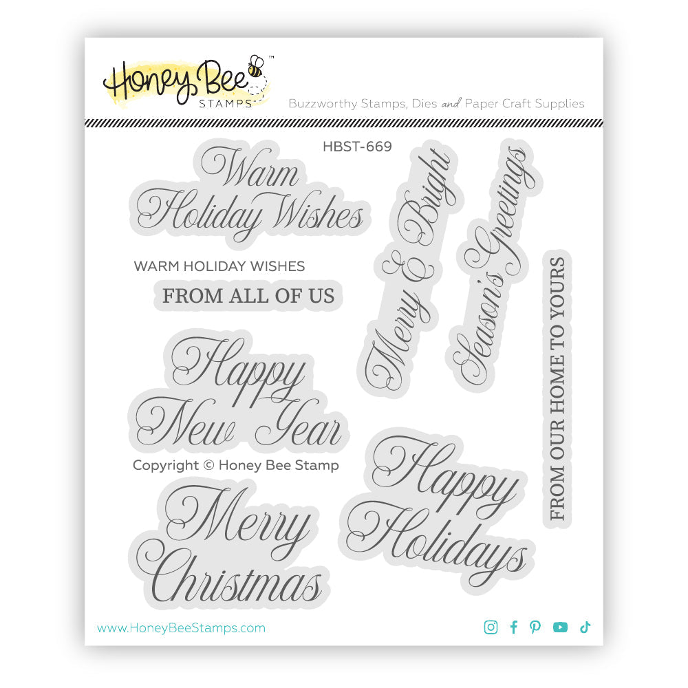 Honey Bee Warm Holiday Wishes Clear Stamps hbst-669 Product Image