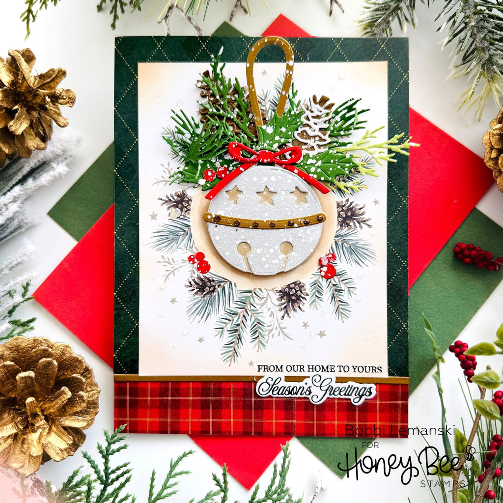 Honey Bee Warm Holiday Wishes Dies hbds-669 Season's Greetings Card
