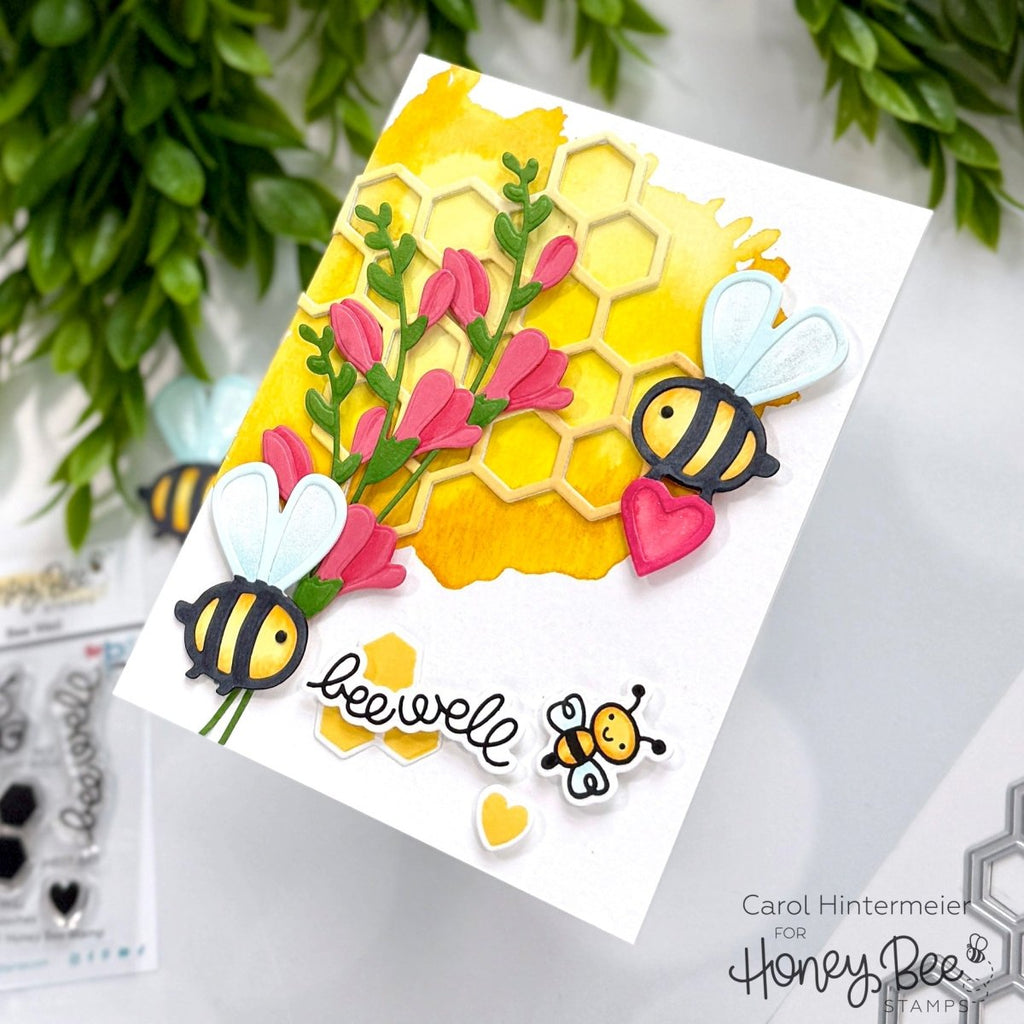 Honey Bee Well Clear Stamps And Dies Bundle Floral Insect Card