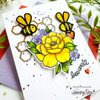 Honey Bee Well Dies hbds-683 Floral Encouragement Card