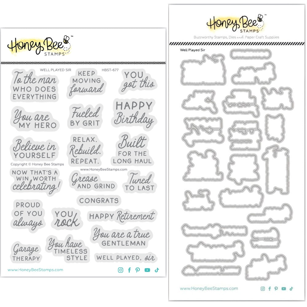 Honey Bee Well Played Sir Clear Stamps And Dies Bundle