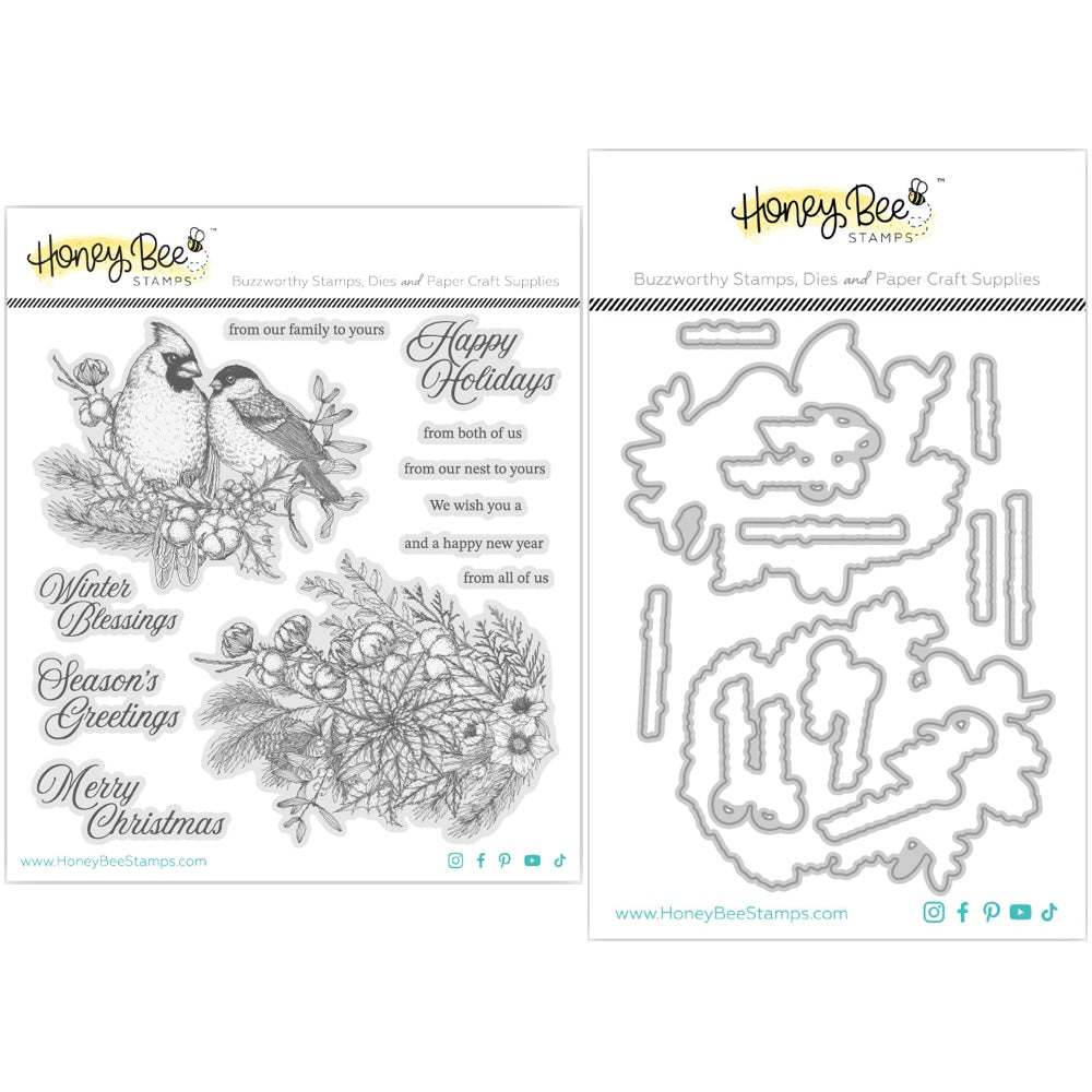 Honey Bee Winter Song Cling Stamps And Dies Bundle