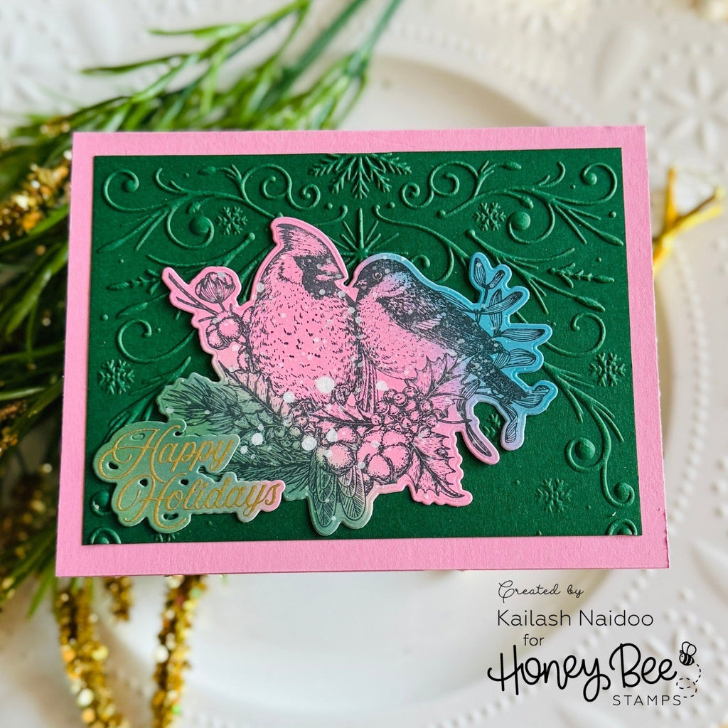 Honey Bee Winter Song Dies hbds-675 Happy Holidays Card