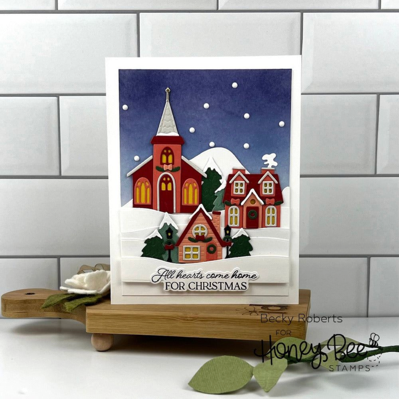 Honey Bee Winter Village Dies hbds-winv Becky Roberts Card