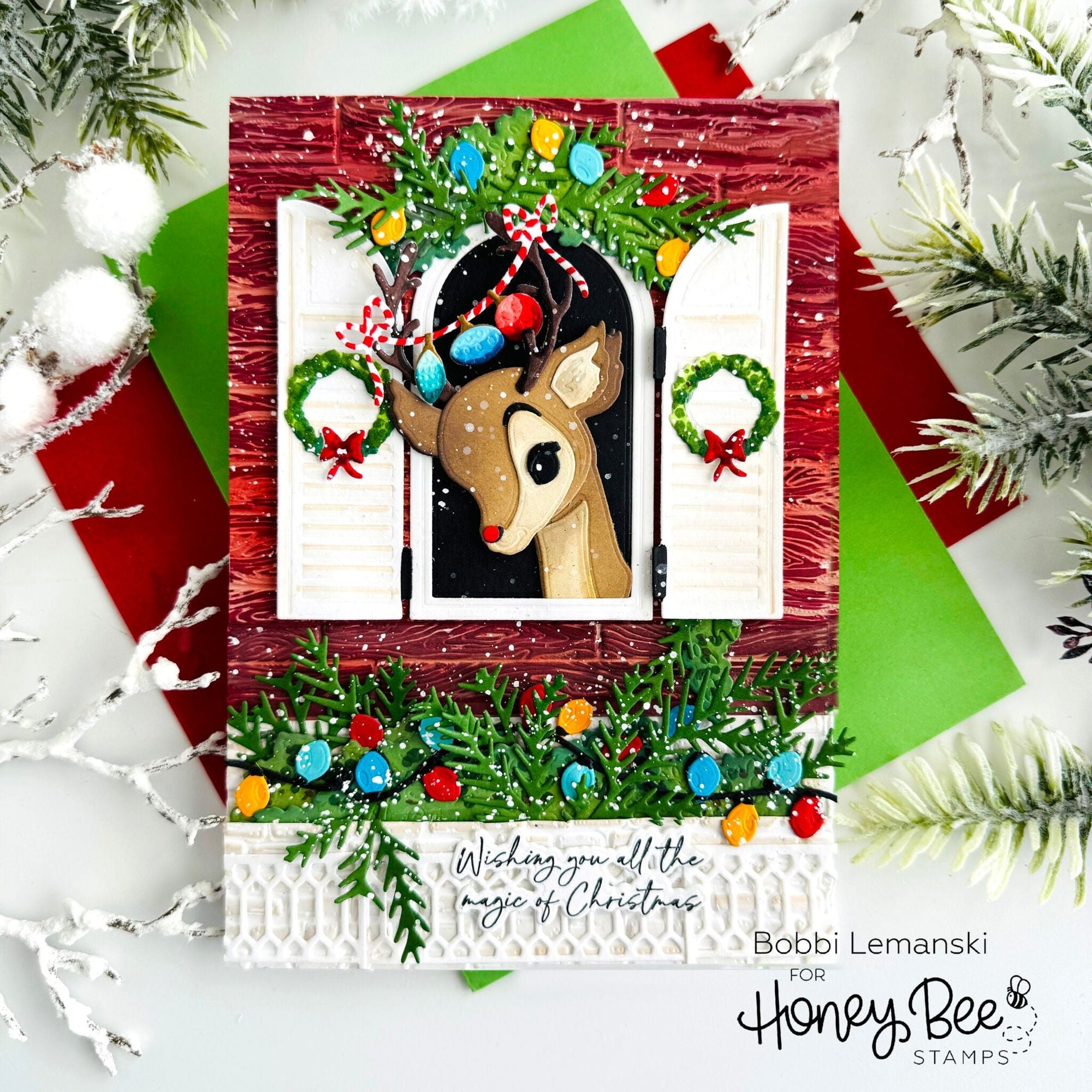 Honey Bee Wonder Of Christmas Clear Stamps hbst-618 Rudolph Christmas Card | color-code:ALT02