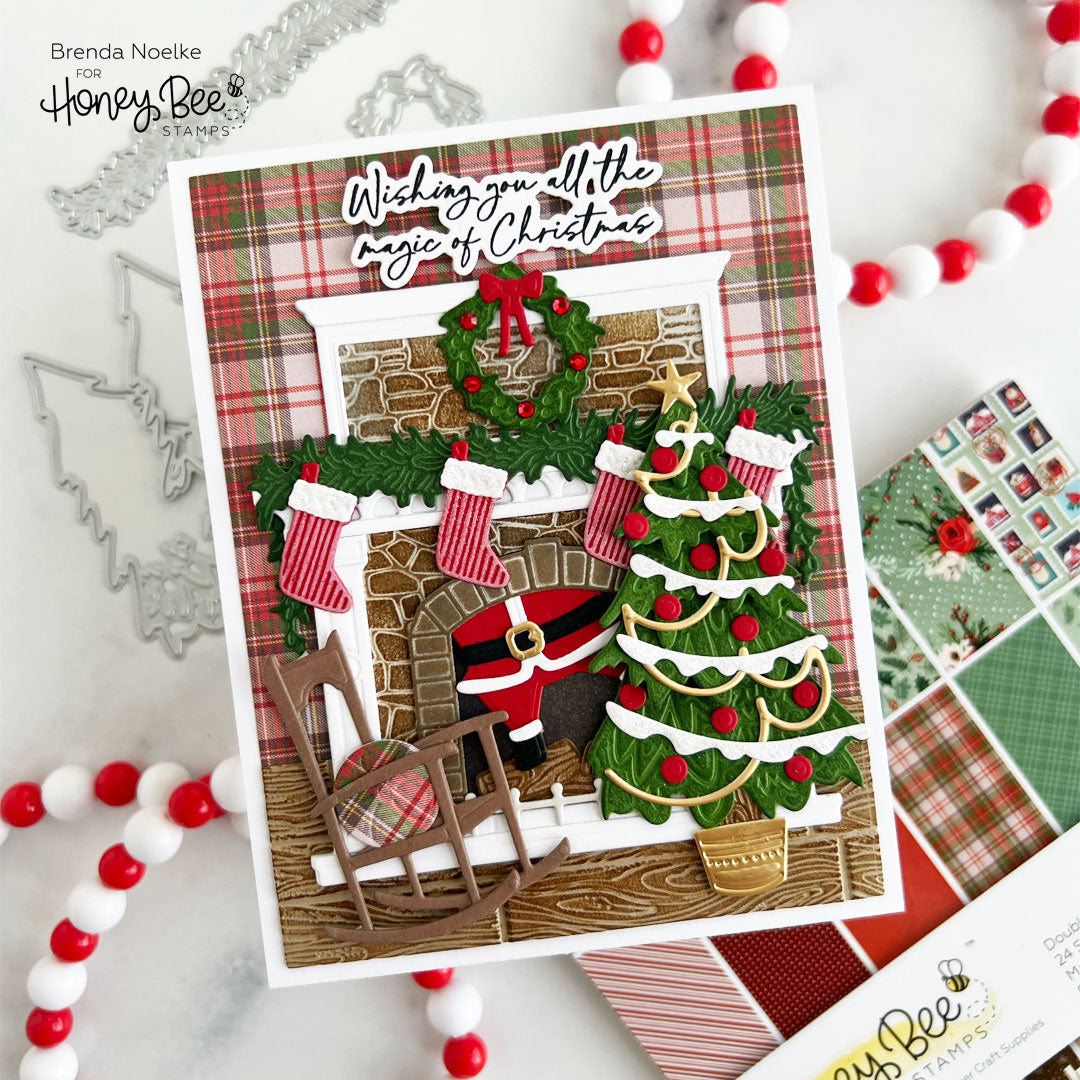 Honey Bee Wood Planks 3D Embossing Folder hbef-021 Christmas Magic Card | color-code:ALT01