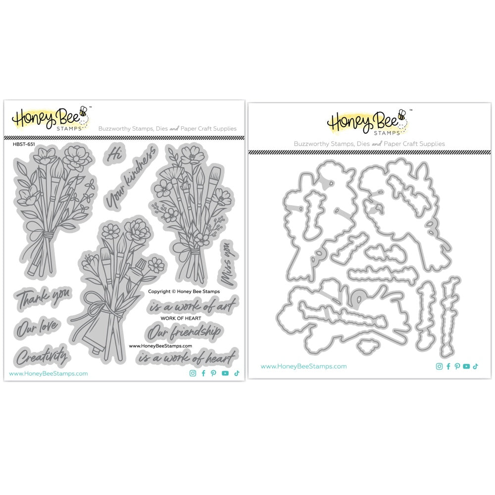 Honey Bee Work Of Heart Clear Stamps And Dies Bundle